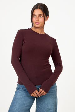 Lidie Ls Top - Burgundy Melange
