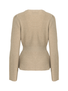 Marie Wool Peplum Sweater - Sand Melange