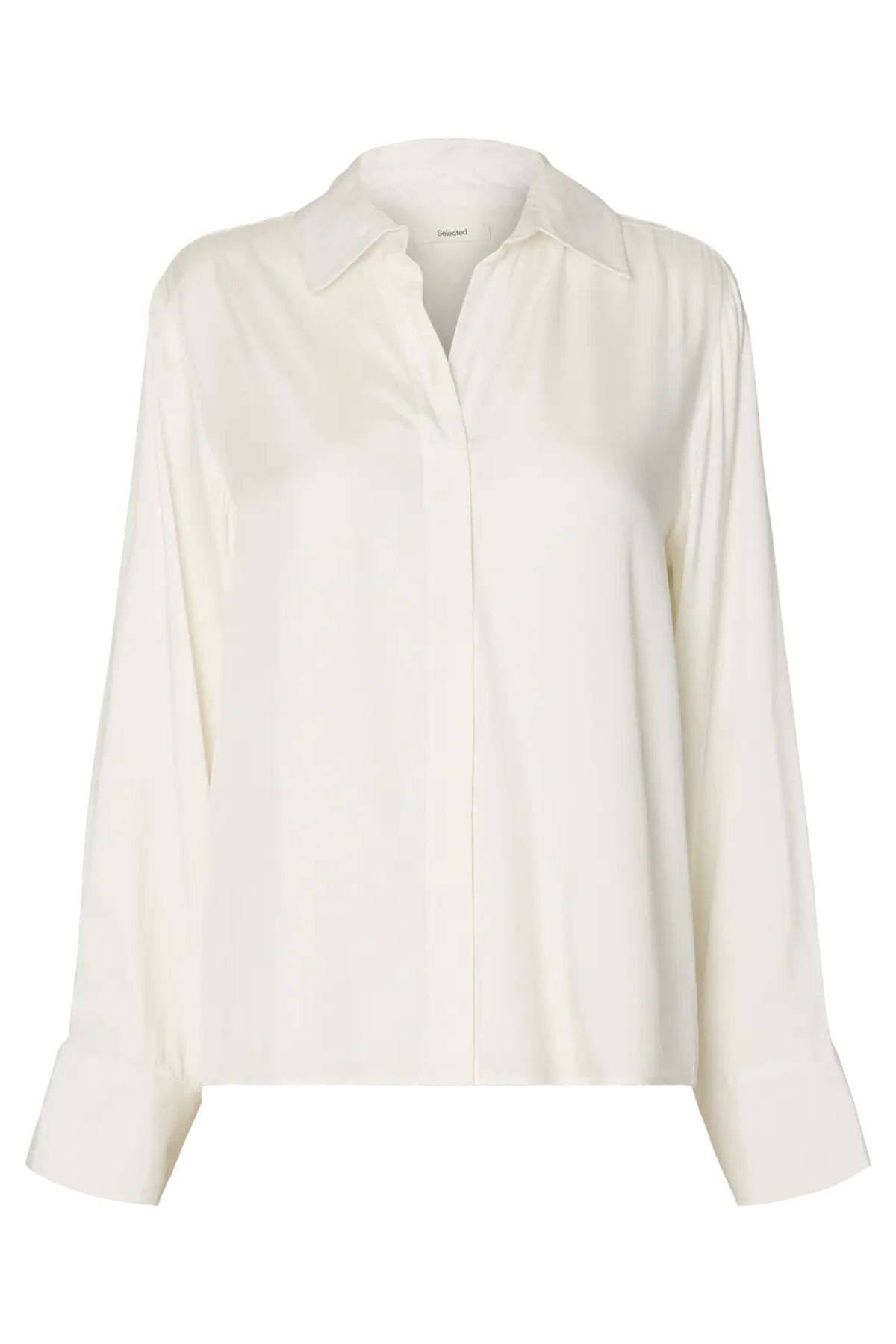 Jonna Reg Ls Open Collar Shirt - Egret