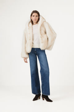Astrid Faux Fur Jacket - Creme