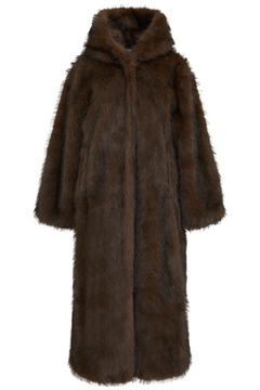 Astrid Faux Fur Coat - Chocolate Brown