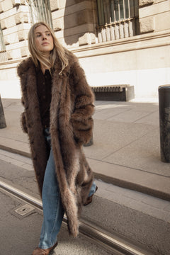 Astrid Faux Fur Coat - Chocolate Brown