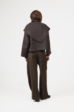 Stephanie Wool Scarf Jacket - Chocolate Brown