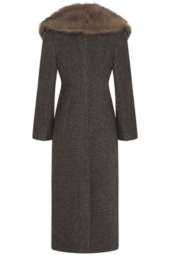 Elsie Wool Faux Fur Coat - Brown