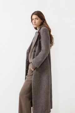 Elsie Wool Faux Fur Coat - Brown