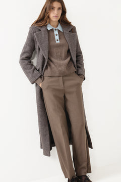 Elsie Wool Faux Fur Coat - Brown