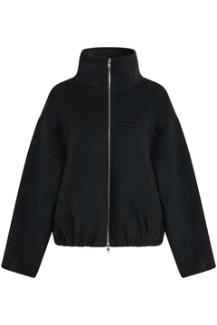 Madeleine Wool Zip Jacket - Dark Grey Melange