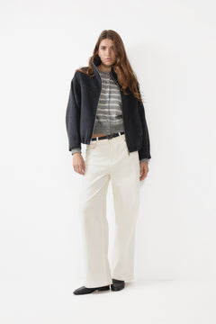 Madeleine Wool Zip Jacket - Dark Grey Melange
