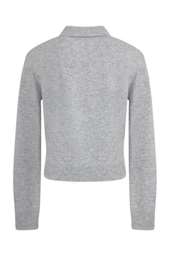 Carina Cashmere Polo Knit - Grey Melange