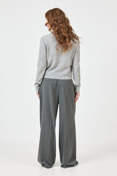 Carina Cashmere Polo Knit - Grey Melange