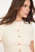 Self-Portrait Boucle Lace Trim Mini Dress - Cream