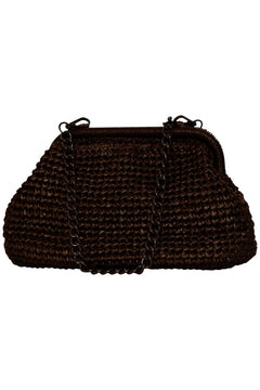 Rikke Raffia Clutch Bag - Dark Brown