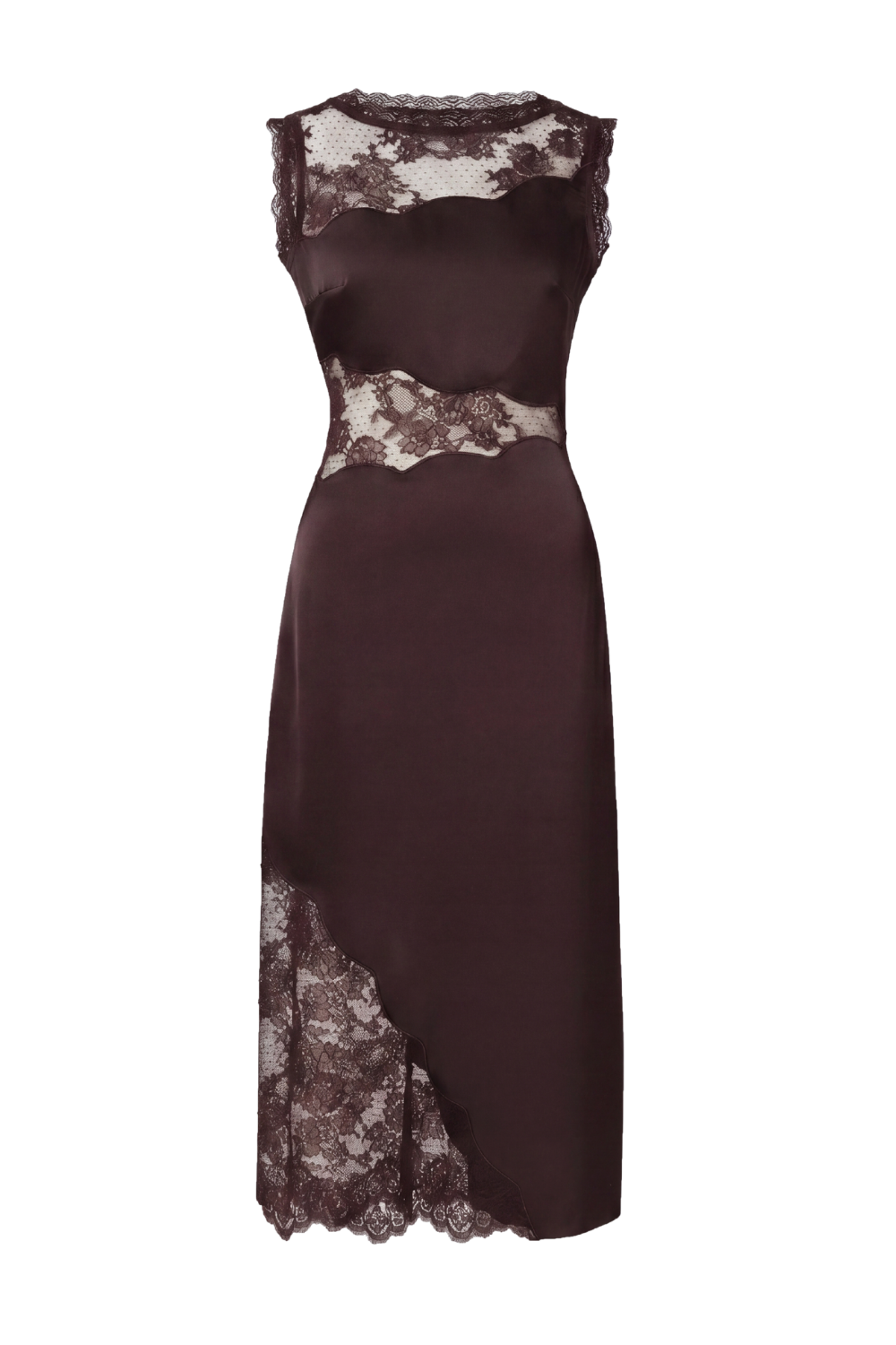 Desire Lace Trimmed Cut Out Midi Dress - Espresso