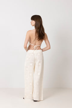 Lia Halterneck Crochet Top - Vanilla