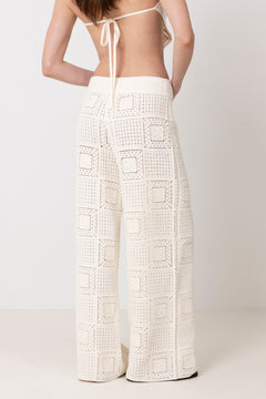Aleya Wide Crochet Pants - Vanilla