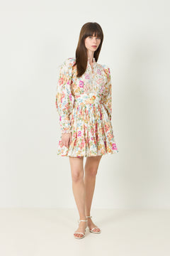 Cotton Slub Mini Dress -  Flora