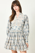 Cotton Slub Mini Dress - Blue Paisley