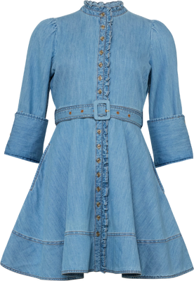 Denim Mini Dress -  Light Blue