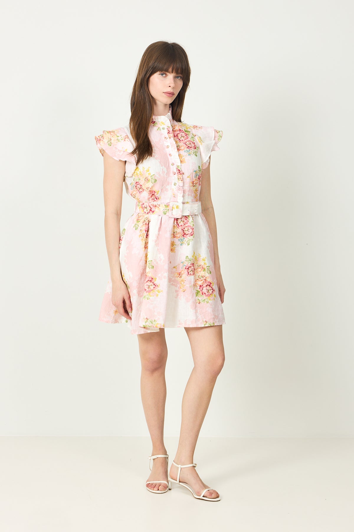 Linen Ruffle Dress - Rose Amore