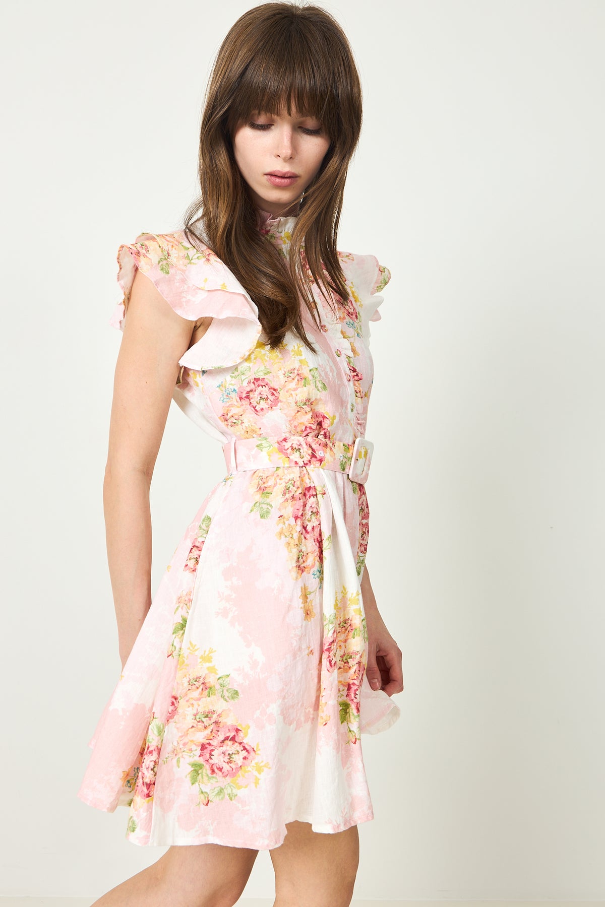 Linen Ruffle Dress - Rose Amore