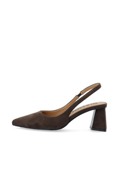 Biamaralyn Slingback Faux Suede - Dark Brown