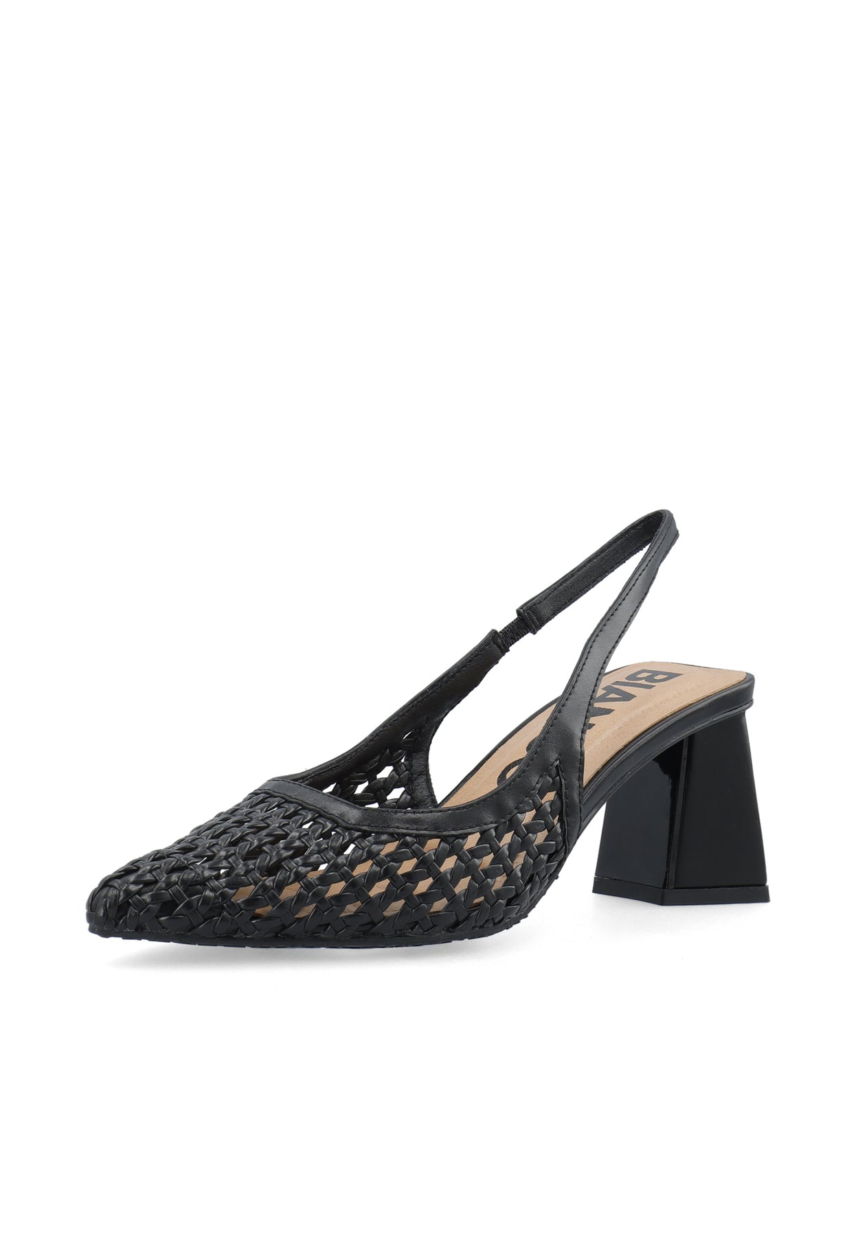 Biamaralyn Slingback Weaved Faux Leather - Black