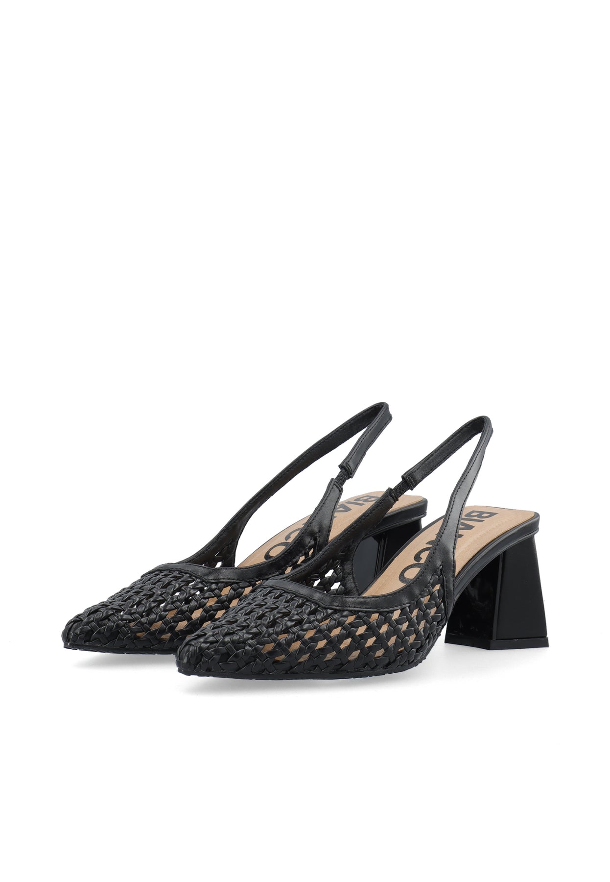 Biamaralyn Slingback Weaved Faux Leather - Black