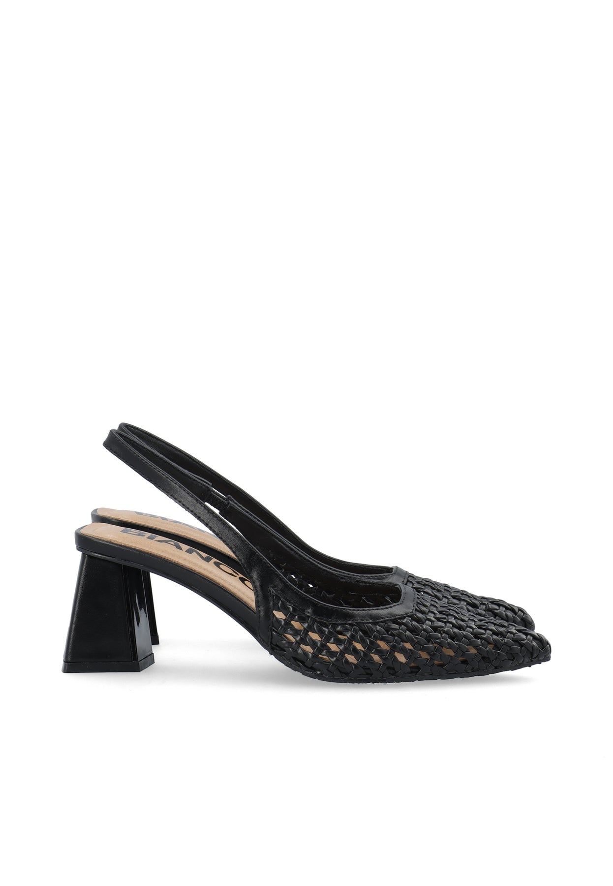 Biamaralyn Slingback Weaved Faux Leather - Black