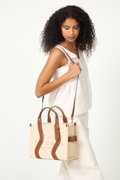 The Wavy Canvas Medium Tote - Beige/Argan Oil