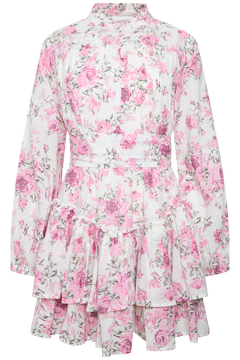 Kirsten Linen Mini Dress - Pink Floral