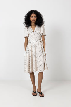 Florence Wrap Dress - Ivory Dot