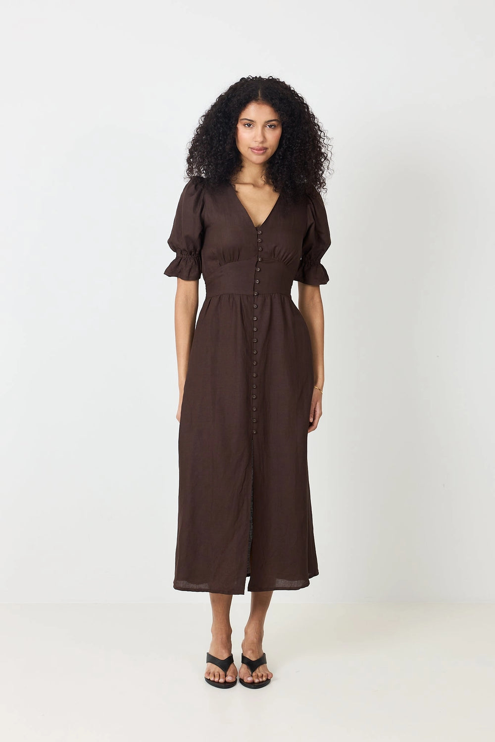 Andrea Dress - Espresso Linen