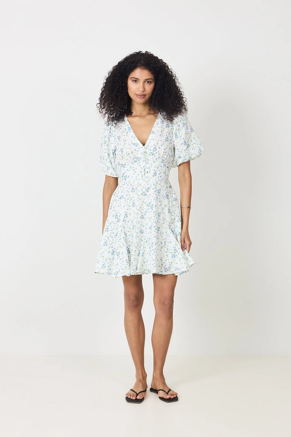 Bianca Dress - Blue Fleur Linen