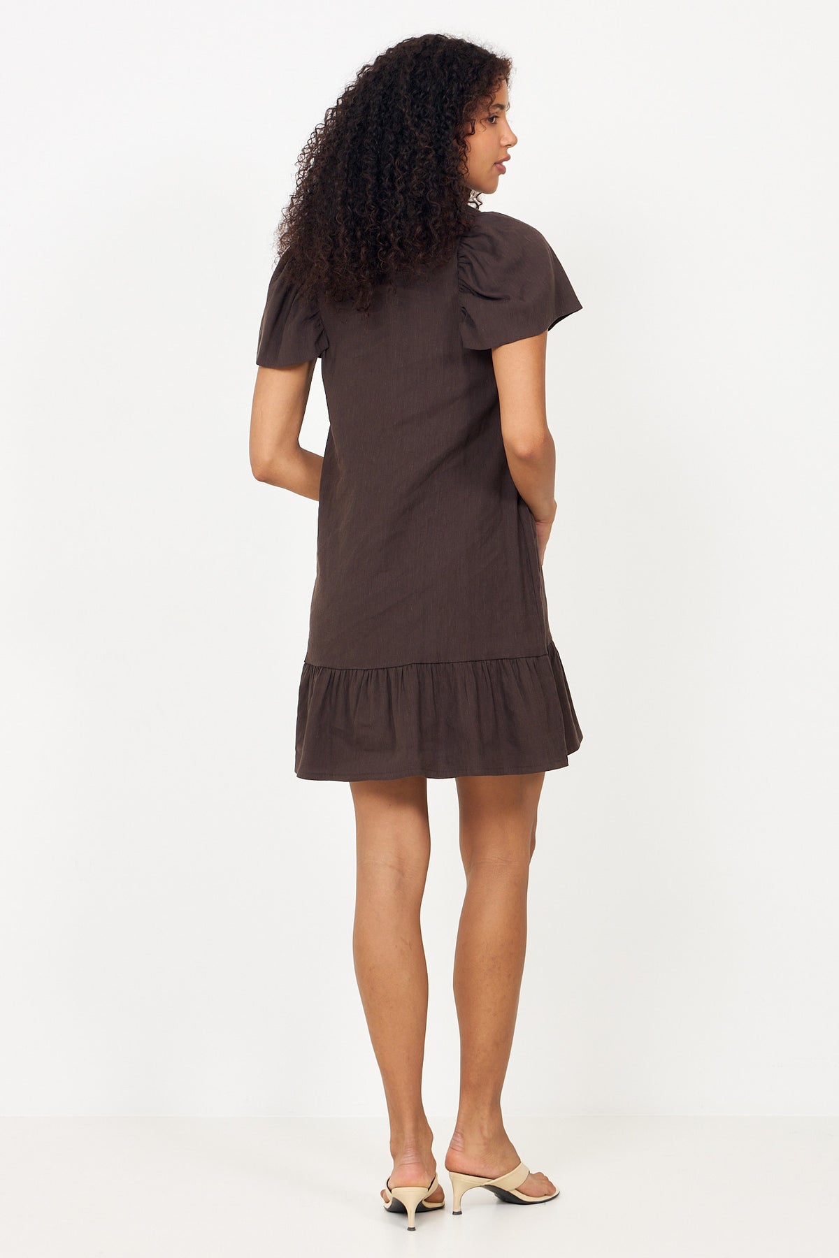 Mabel Linen Dress - Dark Brown