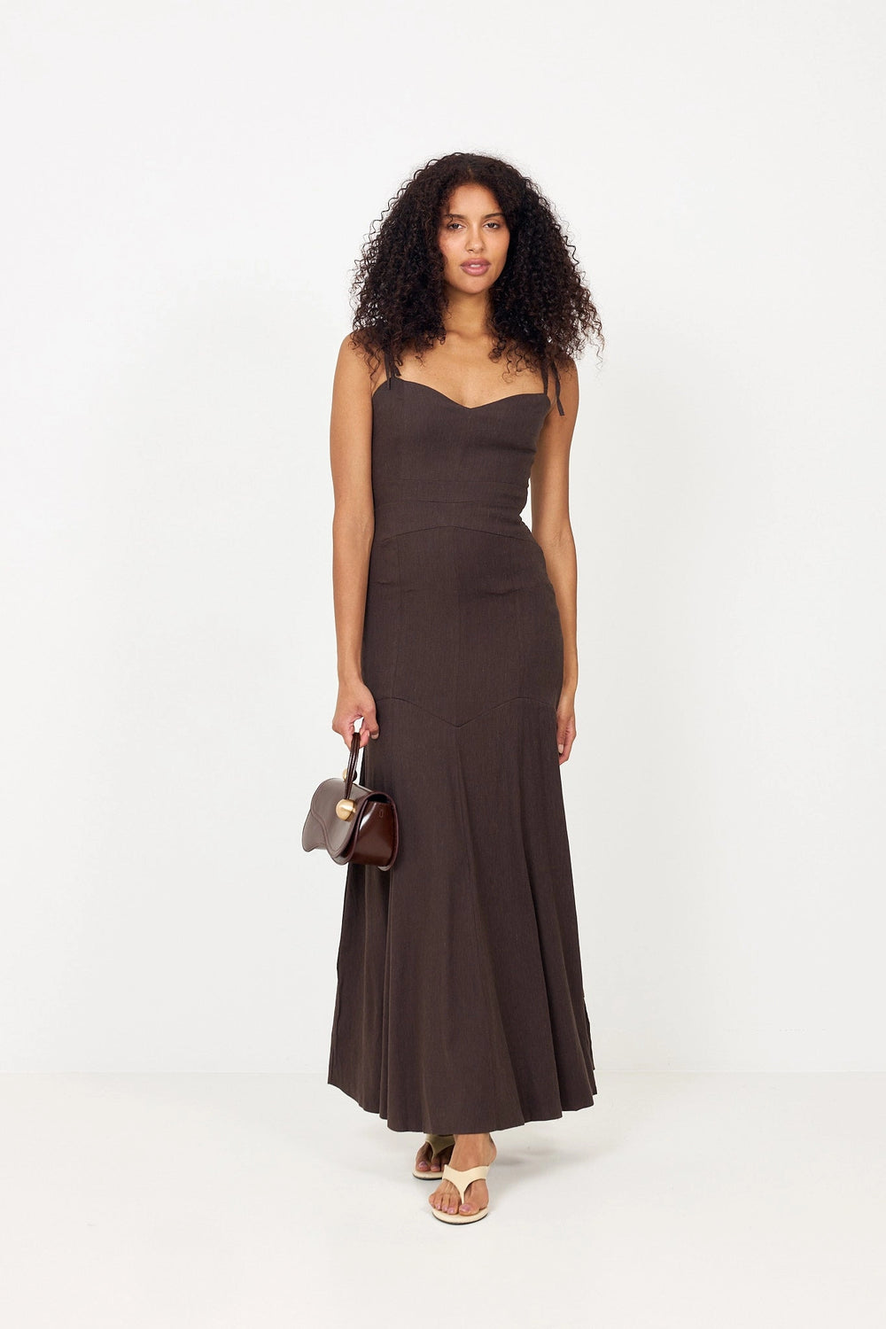 Tessa Linen Dress - Dark Brown