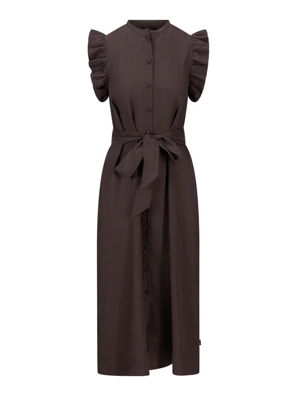 Pam Linen Dress - Dark Brown