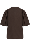 Anna Linen Top - Mörkbrun