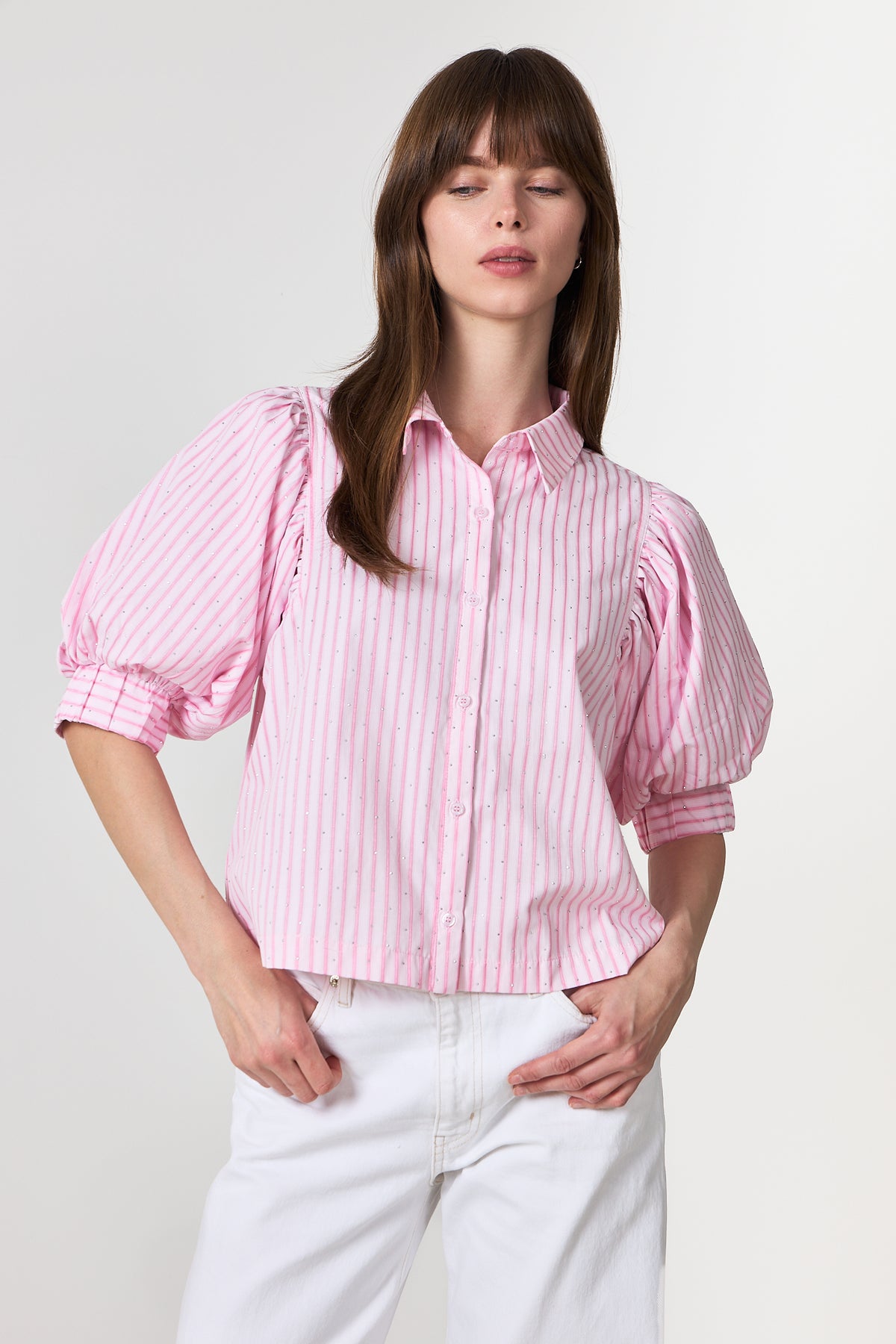 Etta Soft Stripe Stone Skjorta