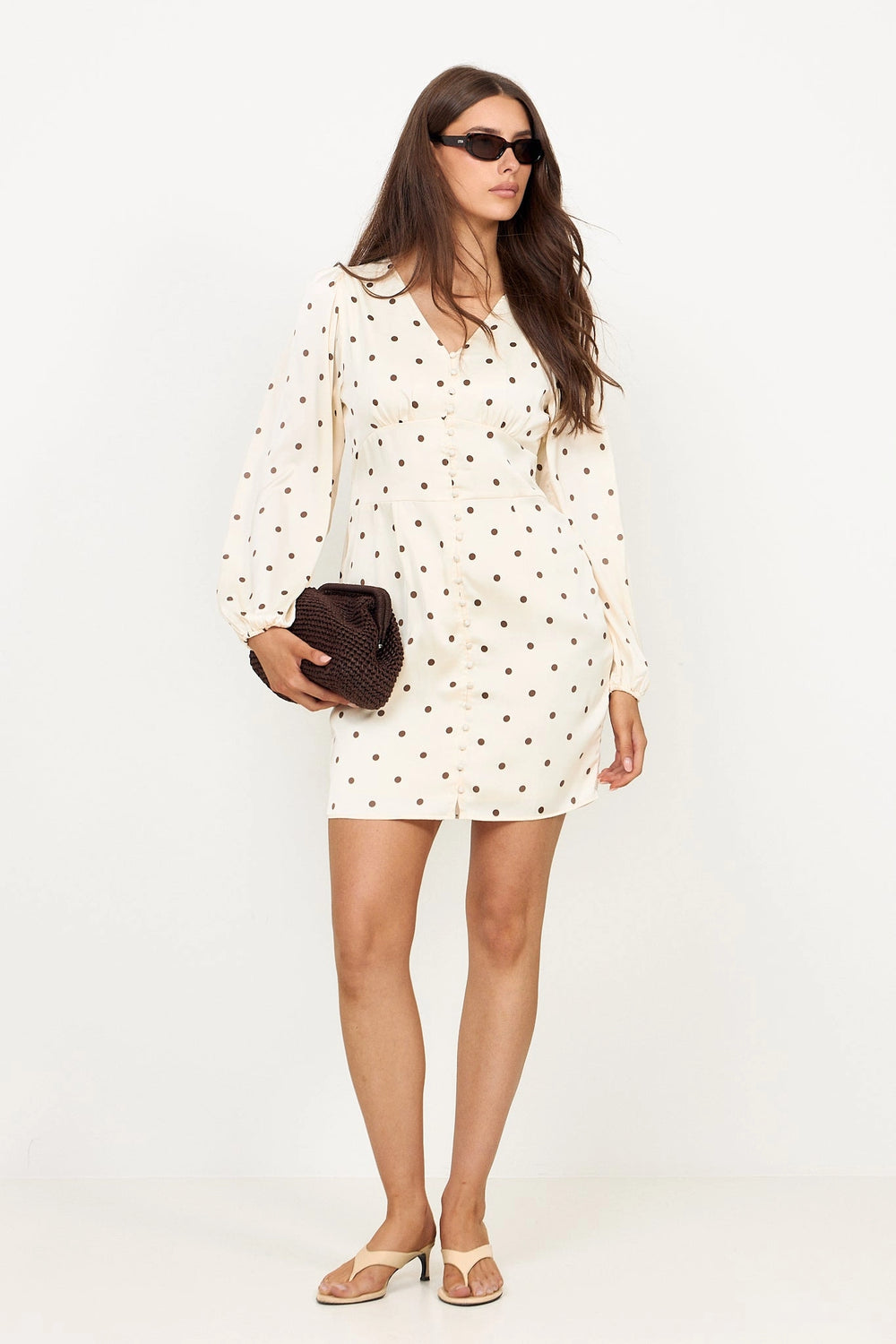 Mabel Dotted Dress - Creme