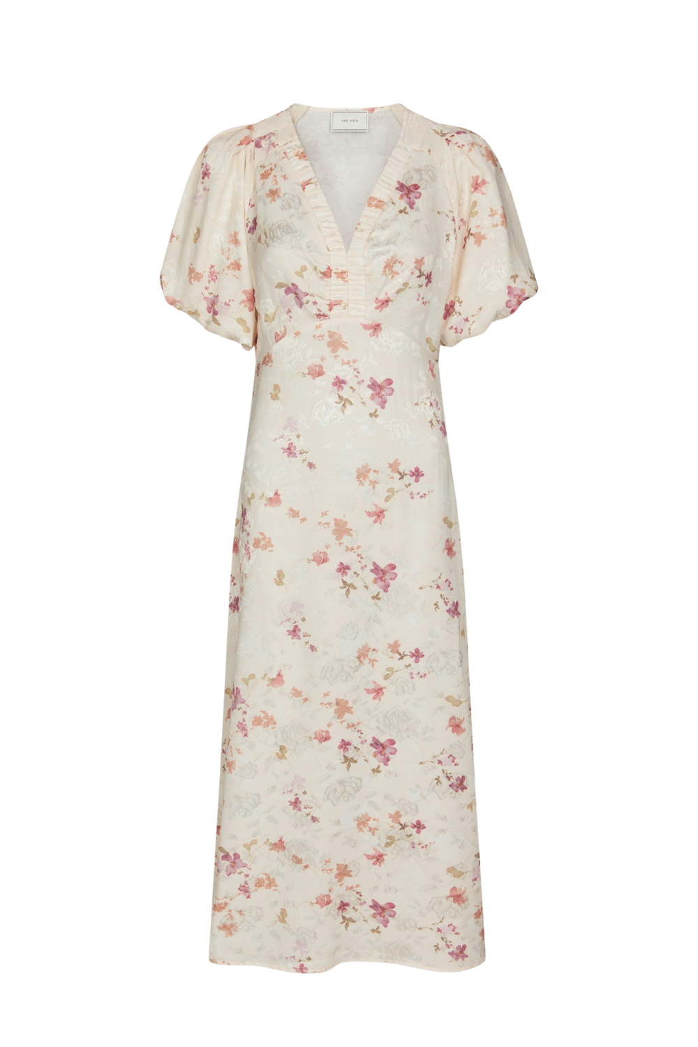 Illana Sateen Print Dress - Creme