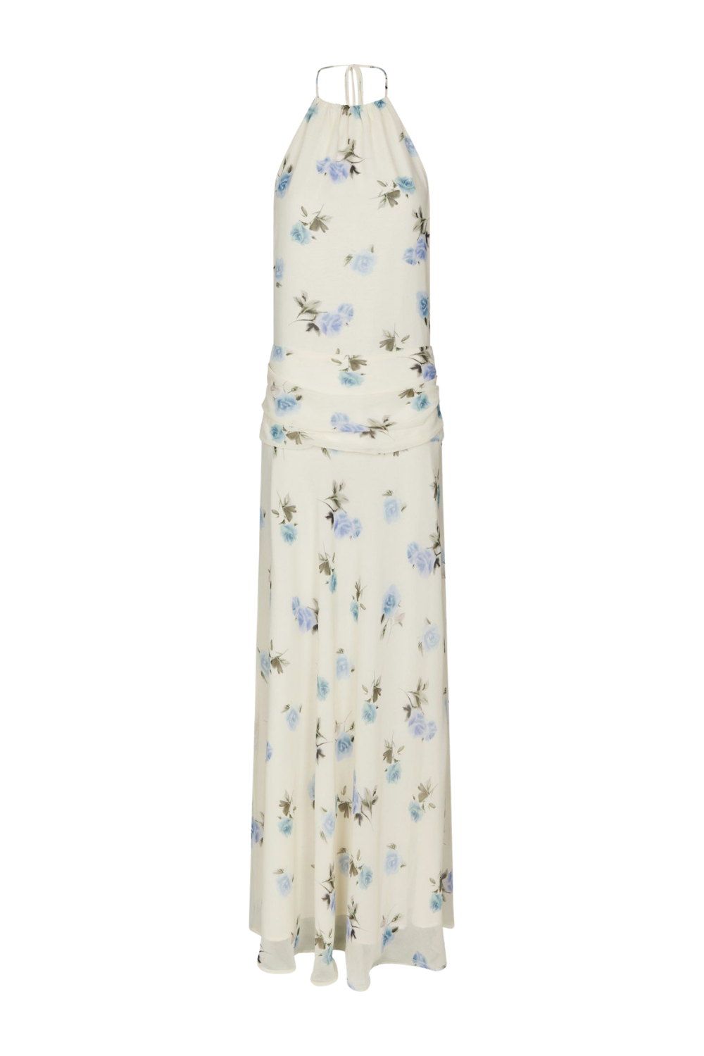 Gabina Faded Flower Dress - Light Blue Floral