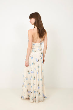 Gabina Faded Flower Dress - Light Blue Floral