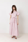 Nessie Structure Stripe Dress - Ljusrosa