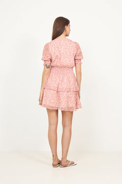 Rikka Ditsy Floral Dress - Rose Blush