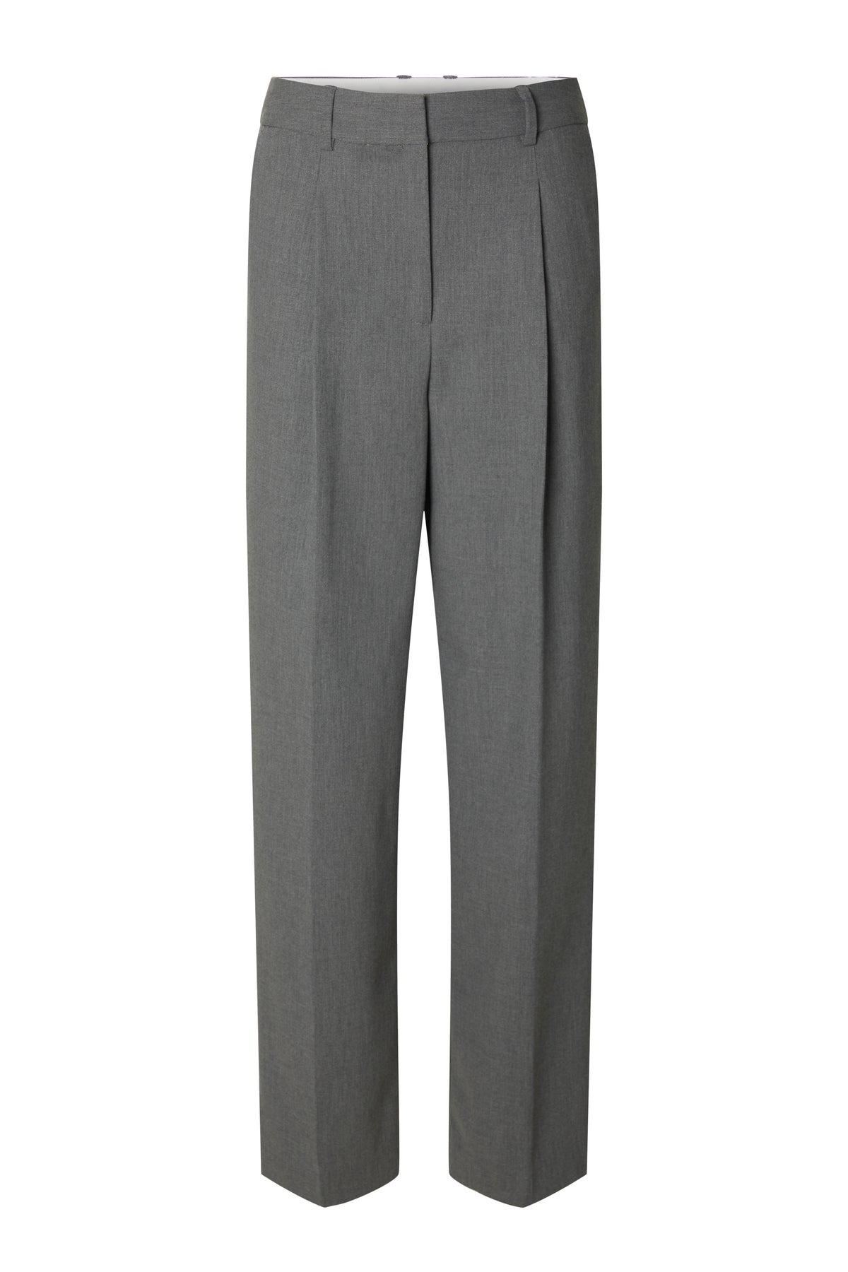 Wide Mara Wool Blend Hw Pant - Grey Melange