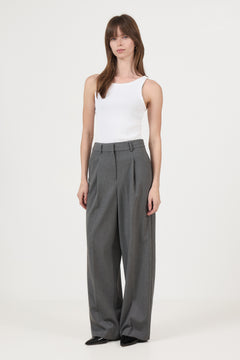 Wide Mara Wool Blend Hw Pant - Grey Melange
