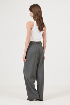 Wide Mara Wool Blend Hw Pant - Grey Melange