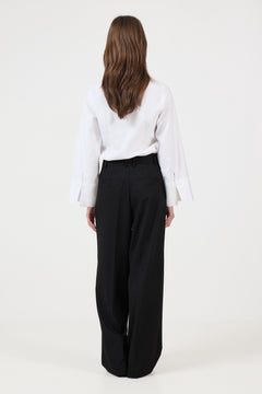 Wide Mara Wool Blend Hw Pant - Black