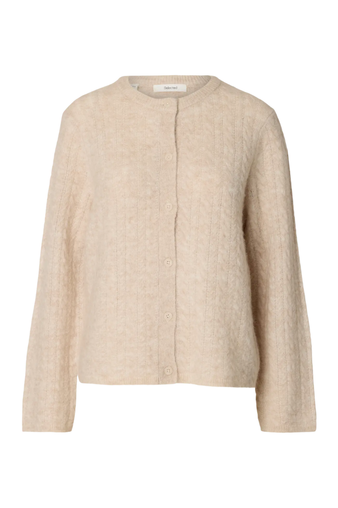 Lulu New Ls Knit Cable Cardigan - Birch Melange