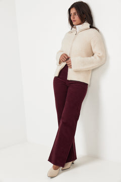 Gabriella Ls Knit Zip Cardigan - Birch